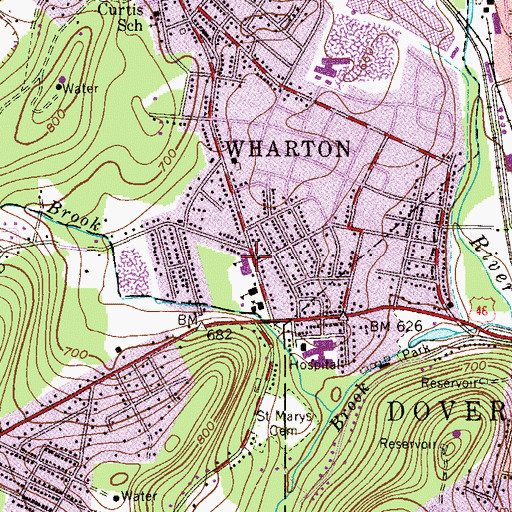 Topographic Map of Saint Mary's School, NJ