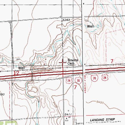 Topographic Map of Bovina Cemetery, CO