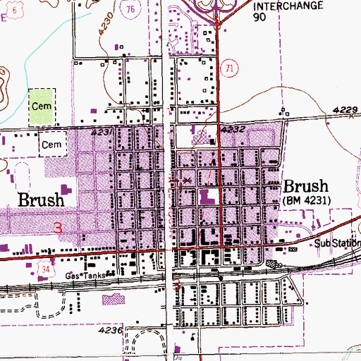 Topographic Map of Brush, CO