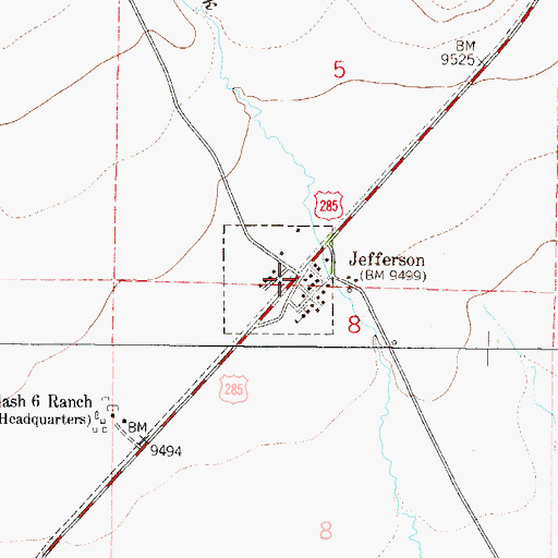 Topographic Map of Jefferson, CO
