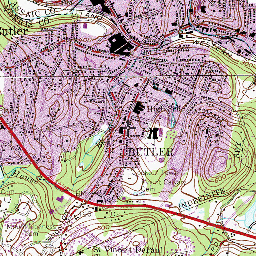 Topographic Map of Saint Anthony's Padua School, NJ