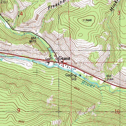 Topographic Map of Grant, CO