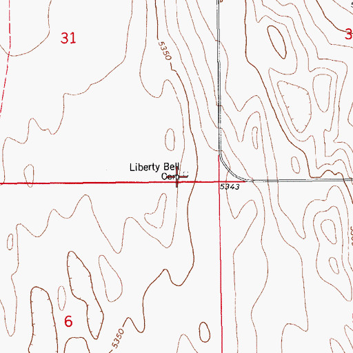 Topographic Map of Liberty Bell Cemetery, CO