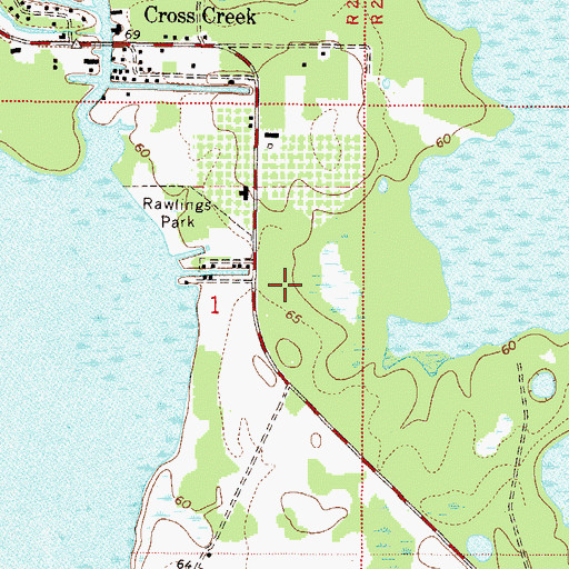 Topographic Map of Cross Creek Baptist Church, FL