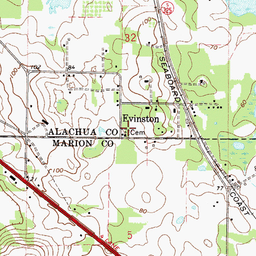 Topographic Map of Mount Olive AME Church, FL