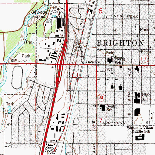 Topographic Map of Brighton, CO