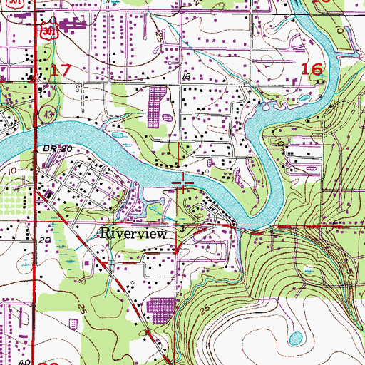 Topographic Map of Riverview Civic Center, FL