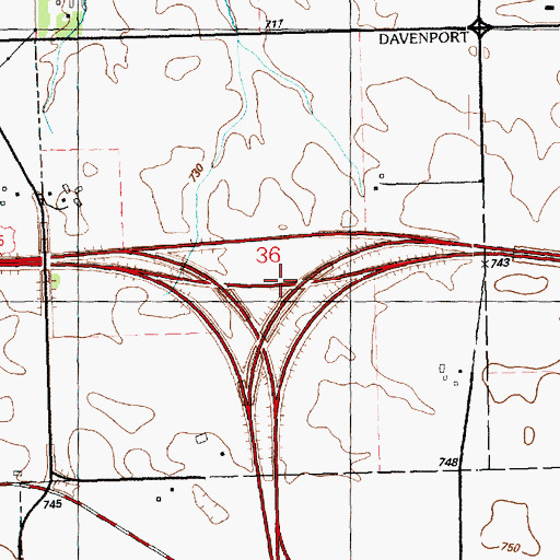 Topographic Map of Interchange 290, IA