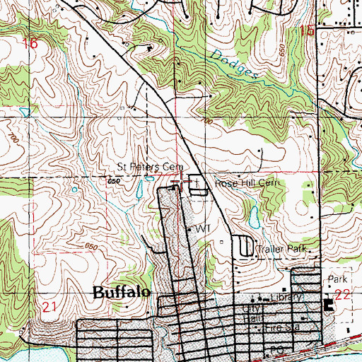 Topographic Map of Saint Peter's Cemetery, IA