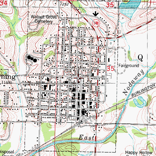 Topographic Map of Corning Fire Department, IA