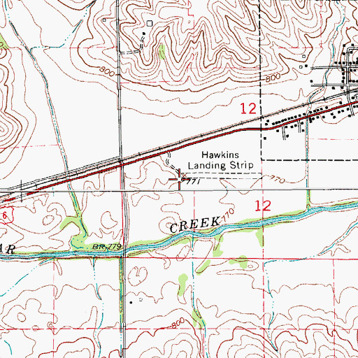 Topographic Map of Hawkins Landing Strip (historical), IA