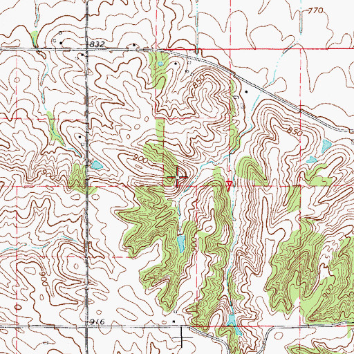 Topographic Map of Dover Cemetery, IA
