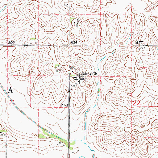 Topographic Map of Saint John's German Lutheran Cemetery, IA