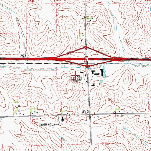 Topographic Map of Amana Welcome Center, IA