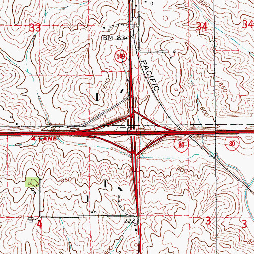 Topographic Map of Interchange 220, IA