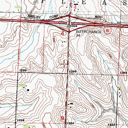 Topographic Map of Carstens 1880 Farmstead, IA