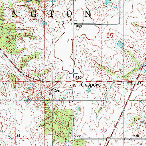 Topographic Map of 1865 Memorial for "40 Boys" Historical Marker, IA