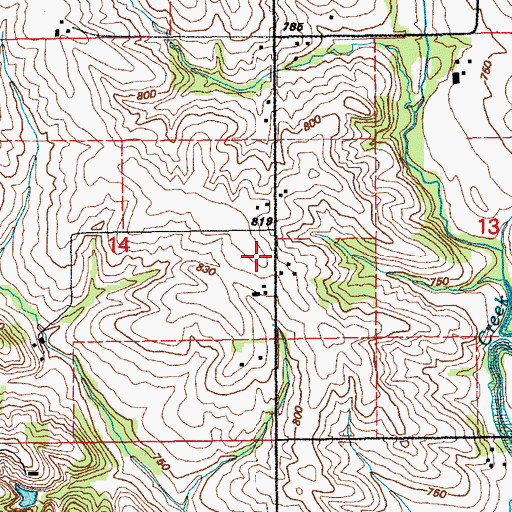 Topographic Map of Gregg Post Office (historical), IA