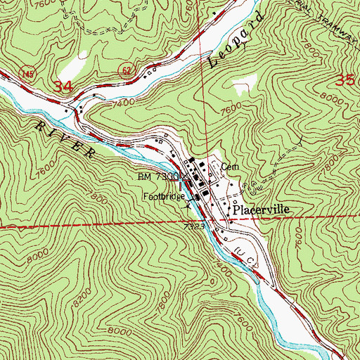 Topographic Map of Placerville, CO