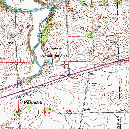 Topographic Map of Fillmore Fairways Golf Course, IA