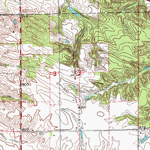 Topographic Map of Nelson Cemetery, IA