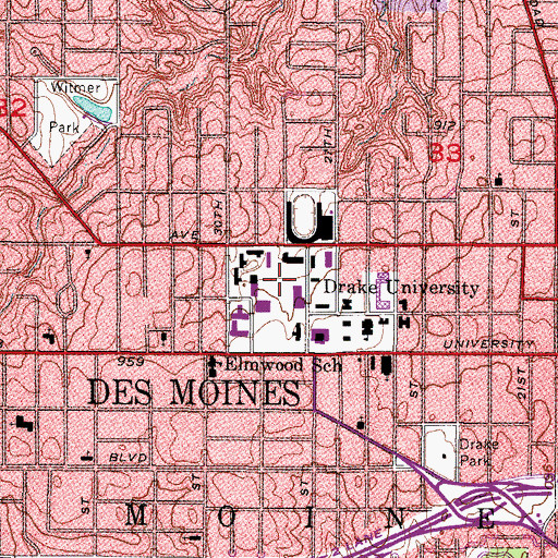 Topographic Map of Tennis Center, IA