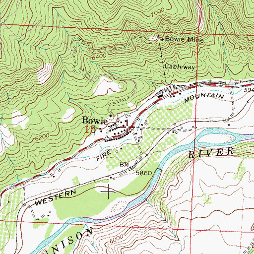 Topographic Map of Bowie, CO