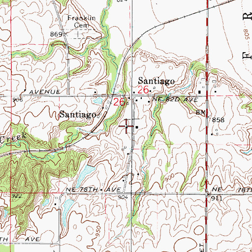 Topographic Map of Santiago United Methodist Church, IA
