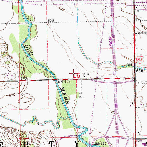 Topographic Map of Earhart Cemetery, IA