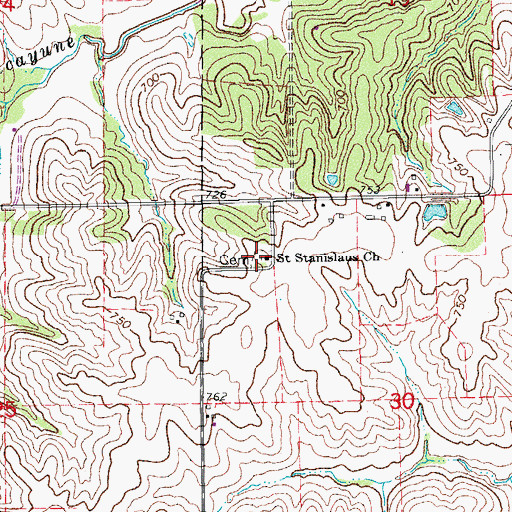 Topographic Map of Saint Stanislaus Cemetery, IA