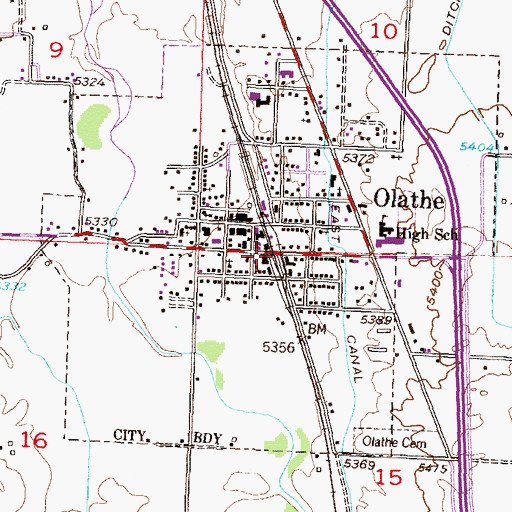 Topographic Map of Olathe, CO