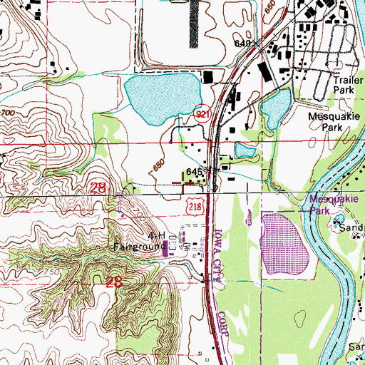Topographic Map of Johnson County Fairgrounds, IA
