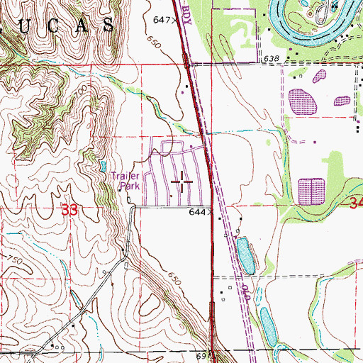 Topographic Map of Lake Ridge Mobile Home Park, IA