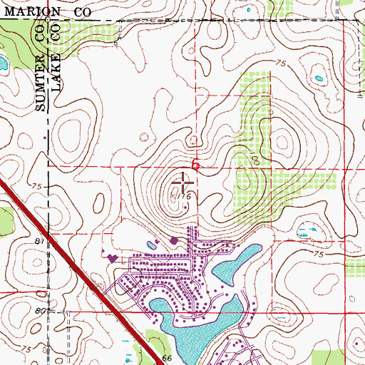Topographic Map of The Villages Water Tower, FL