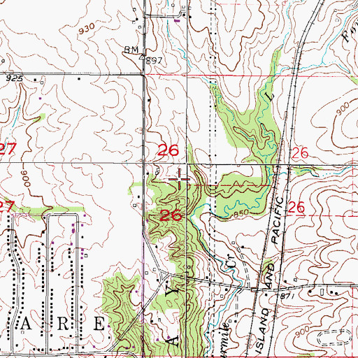 Topographic Map of Harvey's Point Post Office (historical), IA