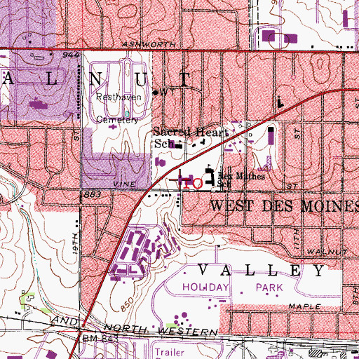 Topographic Map of Stilwell Junior High School, IA
