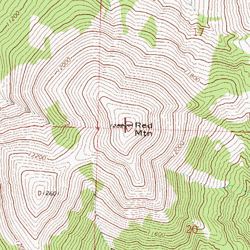 Topographic Map of Red Mountain, CO