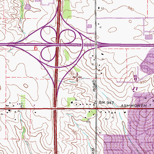 Topographic Map of Crossroads Park, IA