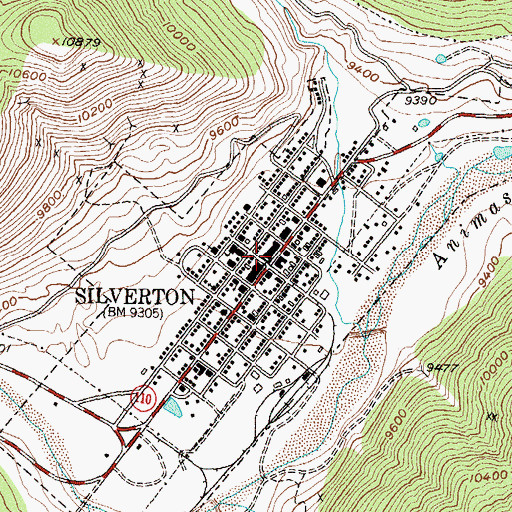 Topographic Map of Silverton, CO