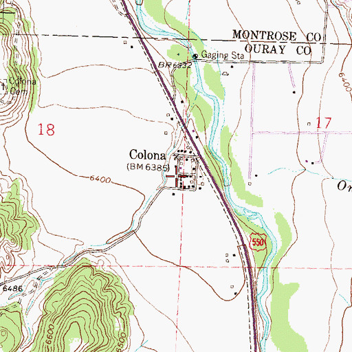 Topographic Map of Colona, CO