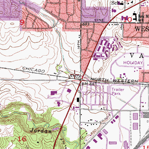Topographic Map of Beh Glen Park, IA