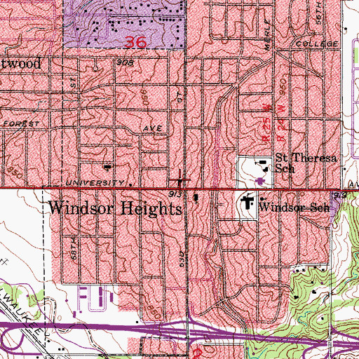 Topographic Map of Windsor Presbyterian Church, IA