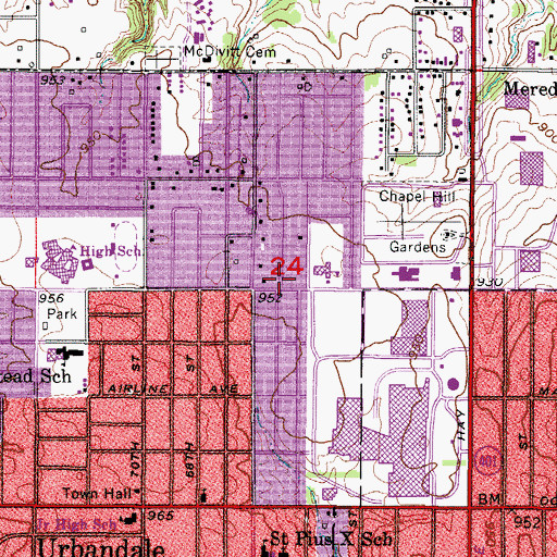 Topographic Map of Urbandale Baptist Church, IA