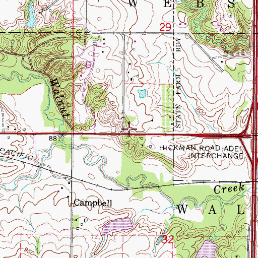 Topographic Map of Walnut Hills United Methodist Church, IA