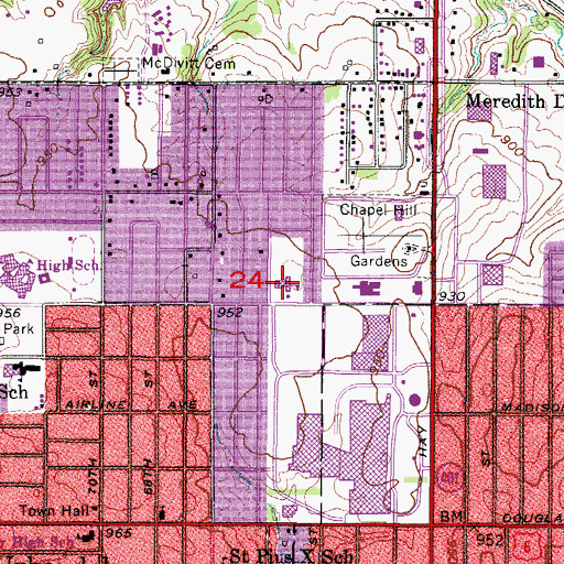 Topographic Map of Jensen Elementary School, IA