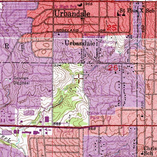 Topographic Map of South Park, IA