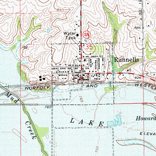 Topographic Map of Runnells Post Office, IA