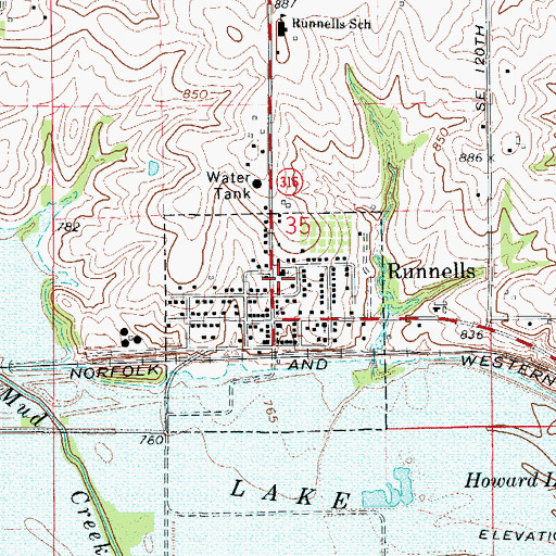 Topographic Map of Runnells Christian Church, IA