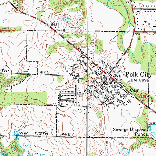 Topographic Map of Miller Park, IA