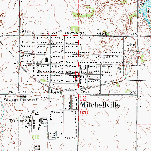 Topographic Map of Mitchellville Assembly of God Church, IA